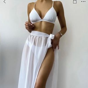 White bikini with coverup